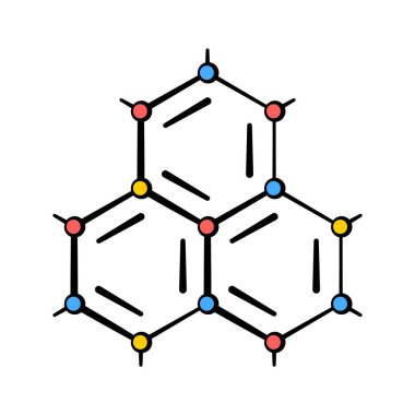 Kimya, uyuşturucu araştırmaları ve sağlık bilimini temsil eden molekül yapısı simgesi.