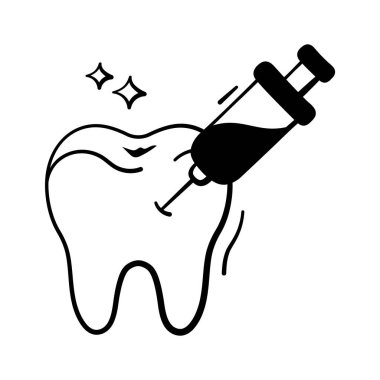 Modern el çizimi tarzında yaratıcı bir diş bakımı ikonu