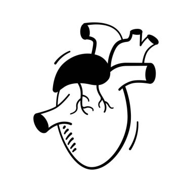 El çizimi kalp ikonu kardiyovasküler sağlık ve tıbbi bakımı temsil ediyor..