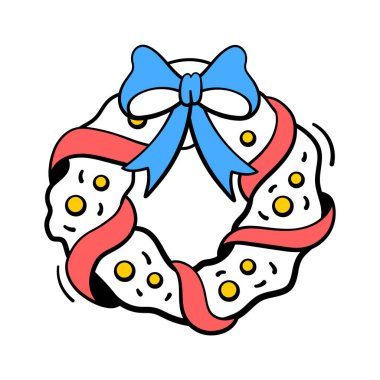Yaratıcı bir şekilde Noel çelenginin karalama ikonu.