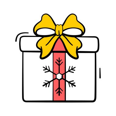 Kurdeleli paketlenmiş hediye kutusu, modern tarzda hediye kutusunun karalama ikonu..