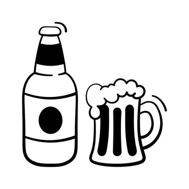 Tatil tostu olarak cam kaplı şenlikli şarap şişesi, modern el yapımı ikon.