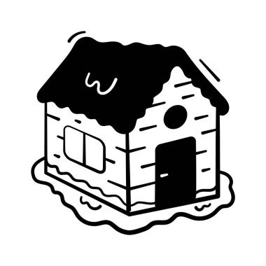 Kar Evi 'nin büyüleyici bir tasarımı, elle çizilmiş bir ikon