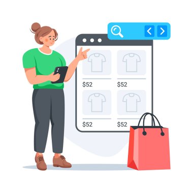Kullanıma hazır online alışverişin bu yaratıcı illüstrasyonunu indir