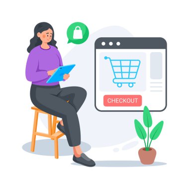 Özenle tasarlanmış inanılmaz online alışveriş kasası düz çizim