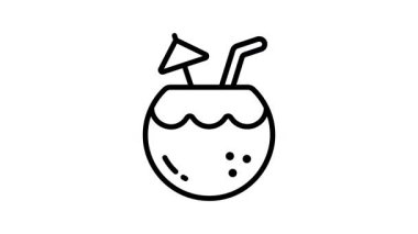 Soğutulmuş hindistan cevizi içeceğinin bu doğrusal aminlenmiş simgesini tut