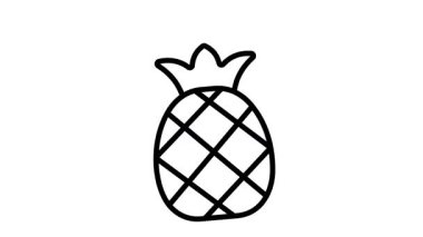 Büyüleyici bir ana hatlarıyla olgun ananas meyvelerinin amine edilmiş simgesi.