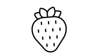 Olgun çilek meyvesinin modern doğrusal aminlenmiş simgesi.