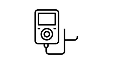 Taşınabilir müzik oynatıcısının modern doğrusal aminlenmiş simgesi