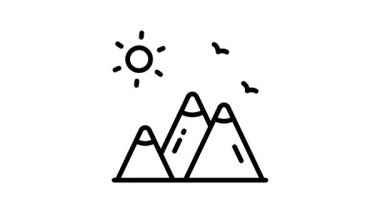 Manzaralı dağ manzarasının iyi hazırlanmış doğrusal aminlenmiş simgesi