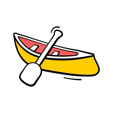 Göl seyahati, tekne gezisi ve deniz macerasını temsil eden karalama tarzında bir sandal simgesi..