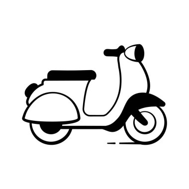 Elle çizilmiş Scooter simgesi, şehir hareketliliğini ve seyahati simgeliyor,