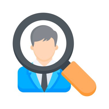 Bir insanla büyüteç büyütmek, işe alımı ve yetenek arayışını sembolize eder..