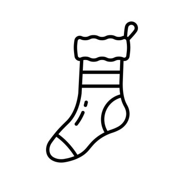 Noel çorabı ikonu, çizgi şeklinde tasarlanmış yaratıcı bir şekilde