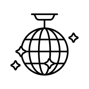 Bir dekoratif aksesuar simgesi, disko topunun çizgi tasarımı