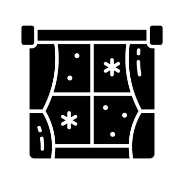 Kış penceresinin iyi tasarlanmış simgesi, vektör kullanmaya hazır