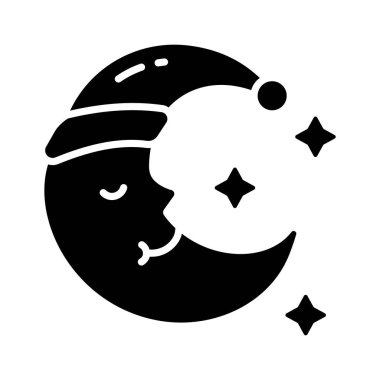 Noel Baba şapkası takan şenlikli ay, Noel gecesini temsil ediyor.