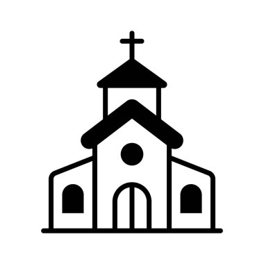 Bir Hıristiyanlık evi vektör şekli, kilise ikonu tasarımı