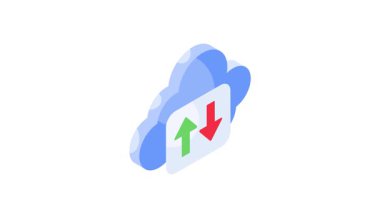 Bulut transferi izometrik vektör tasarımı beyaz arkaplanda izole edildi