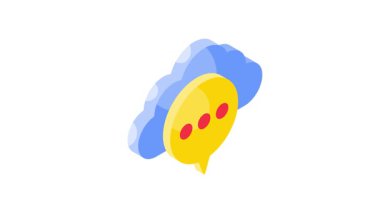 Sohbet baloncuğu eşölçülü bulut ikonu, bulut iletişim vektör tasarımı