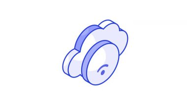 Bulutlu kablosuz sinyaller, internet düzenlenebilir vektörünün izometrik canlandırma simgesi