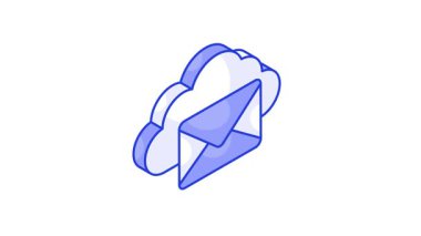 Bulut simgeleme kavramı izometrik bulut simgesi içeren mektup zarfı