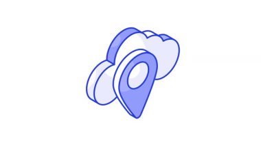 Bulut navigasyonu, bulut konumu izometrik vektör tasarımı