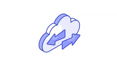 Bulut transferi izometrik vektör tasarımı beyaz arkaplanda izole edildi