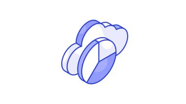 Bulut konseptini gösteren turta grafiği bulut analizinin izometrik canlandırma simgesi