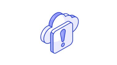 Bulut işaretli ünlem, bulut hatasının izometrik canlandırma simgesini gösterir