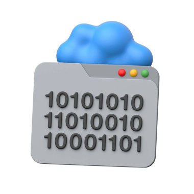 Bulut ikili kodlama 3d simgesi modern tarzda, premium illüstrasyon