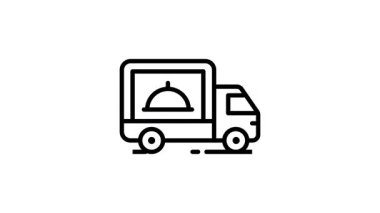 Olay yiyecek kamyonu dağıtım servisinin doğrusal bir canlandırma simgesi