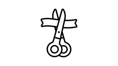 Açılış etkinliğinde kurdele kesimini gösteren doğrusal bir canlandırma simgesi