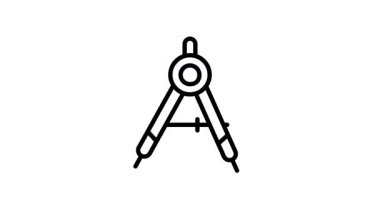 Geometri pusulasının kalem içeren modaya uygun tasarım biçimi canlandırılmış simgesi