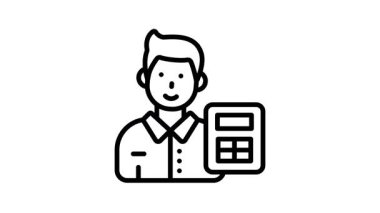 Hesap makineli bir muhasebecinin taslak biçimli canlandırılmış simgesi
