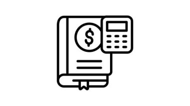 Hesap makineli muhasebe kitabının taslak biçimli canlandırılmış simgesi