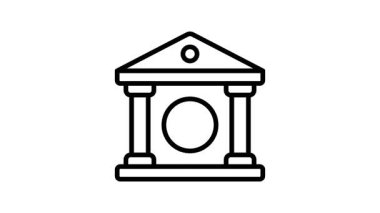 Banka hizmet binasını tasvir eden bir taslak biçimi canlandırılmış simge
