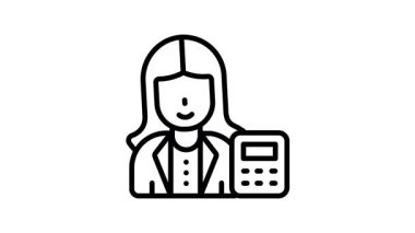 Çalışan kadın muhasebecinin ana hatlarıyla ilgili bir animasyon.