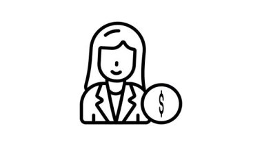 Kadın yatırımcıyı gösteren bir taslak biçimli canlandırma simgesi