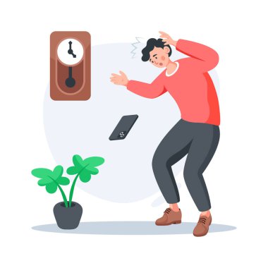 Yaratıcı bir şekilde düz stil çiziminde insan yanlışlıkla telefonunu düşürür.