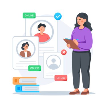 Çevrimiçi eğitim profili ve öğrenim durumu yöneten bir öğrencinin resmi