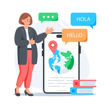 Dil öğrenimi, edebiyat eğitimi, modern stilde düz çizim