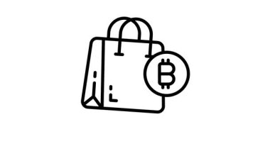 Bitcoin alışverişinin ana hatlı simgesine bakın.