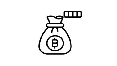 Bitcoin para çuvalının doğrusal canlandırılmış simgesi görsel olarak bağlanıyor