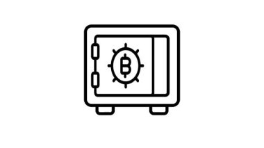 Kilitli bitcoin dolabının birinci sınıf doğrusal canlandırma simgesi