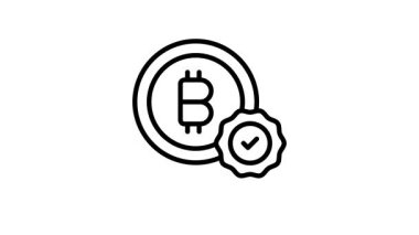 Bitcoin doğrulama kontrolünün iyi hazırlanmış doğrusal canlandırılmış simgesi