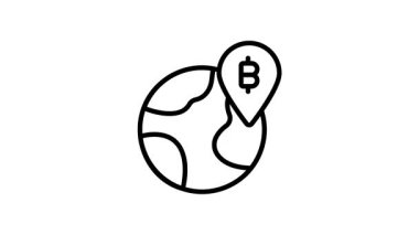 Bitcoin konum işaretleyicisinin büyüleyici bir ana hatlı canlandırma simgesi