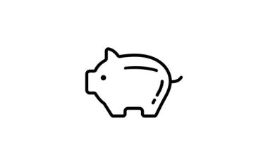 Bitcoin kumbarasının çizilmiş doğrusal animasyon simgesi