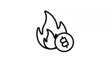 Bitcoin yanığının modaya uygun doğrusal canlandırma simgesi