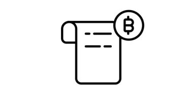 Bitcoin beyanı belgesinin modern doğrusal canlandırılmış simgesi